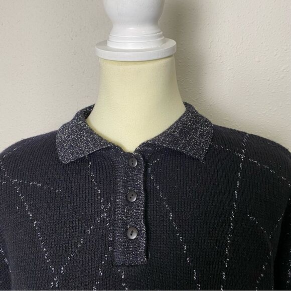 Vintage 80s Renee Tenner for Jeanne Pierre Lambs Wool Metallic Sweater Women' LG - Picture 8 of 13